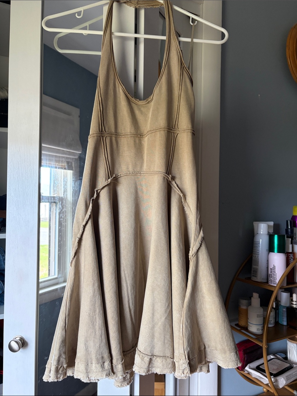 Zara Sleeveless A-Line Midi Dress in Taupe